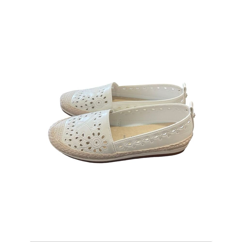 Anne Klein Womens White Laser-Cut Iflex Espadrille Perforated Flat Shoes Size 8 - Picture 6 of 8